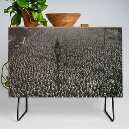 1919 Two-Minutes of Silence, Armistice Day, End of WWI, London, England ceremony black and white photograph, photography, photographs Credenza