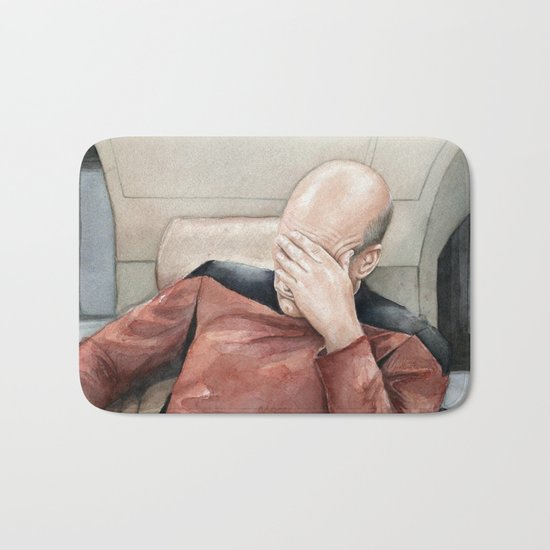 Picard Facepalm Meme Funny Geek Sci-fi Captain Picard TNG Bath Mat
