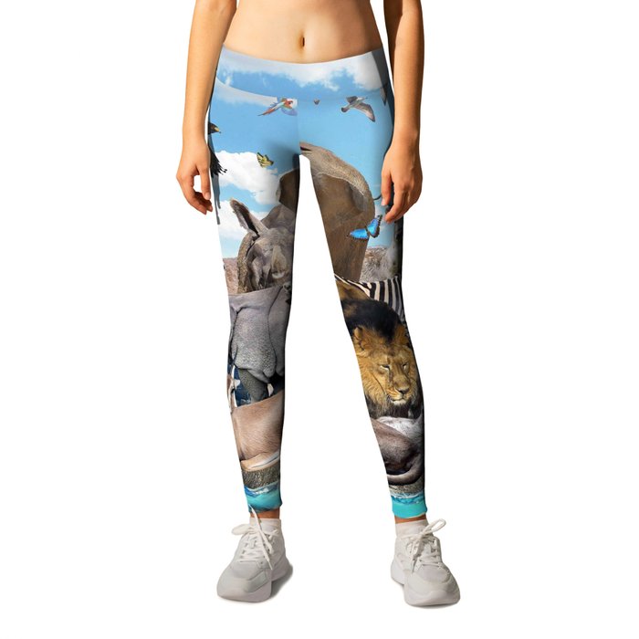 Ocean African Animal Animals Group Scene Leggings