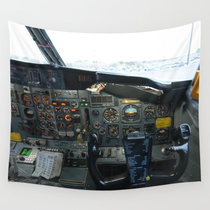 737 Airliner Cockpit Wall Tapestry