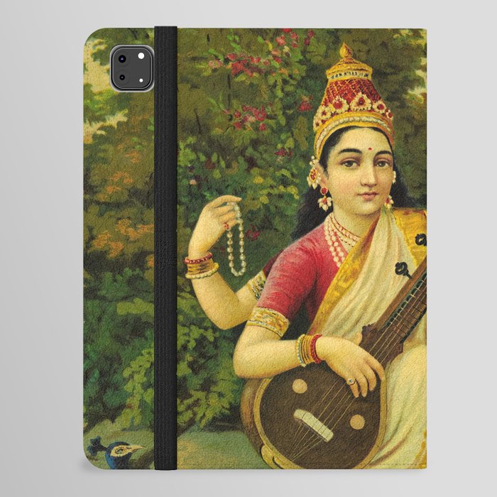 Saraswati, Goddess of Music by Raja Ravi Varma iPad Folio Case