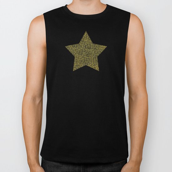 Black and faux gold swirls doodles Biker Tank