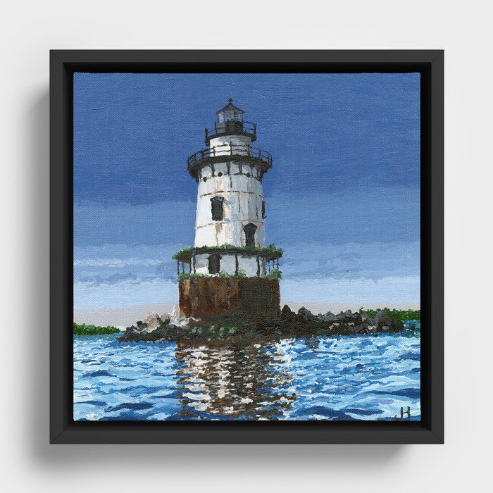 Conimicut Lighthouse Warwick Rhode Island Framed Canvas