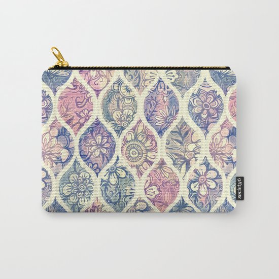 Patterned & Painted Floral Ogee in Vintage Tones Carry-All Pouch