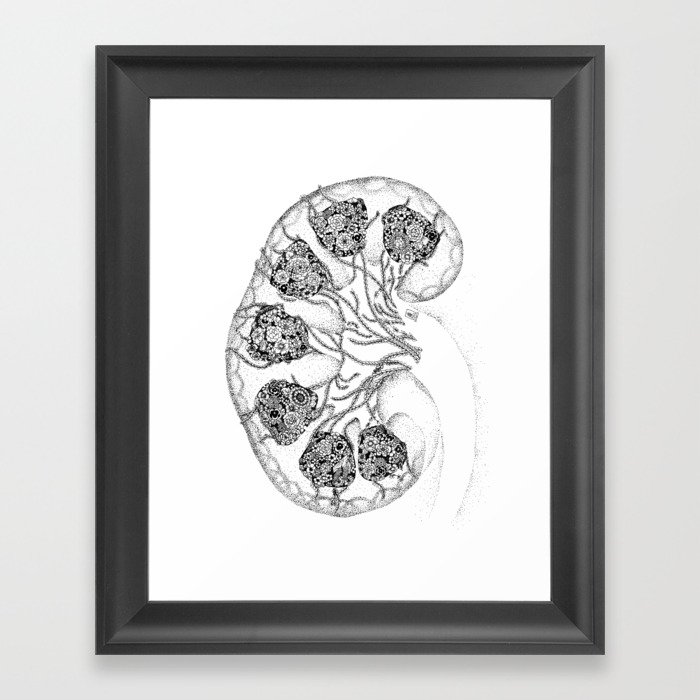 Anatomy Series: Kidney Renal Flowers Framed Art Print
