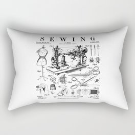 Sewing Machine Quilting Quilter Crafter Vintage Patent Print Rectangular Pillow