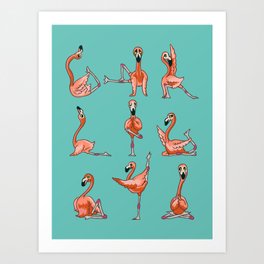 Flamingo Yoga Art Print
