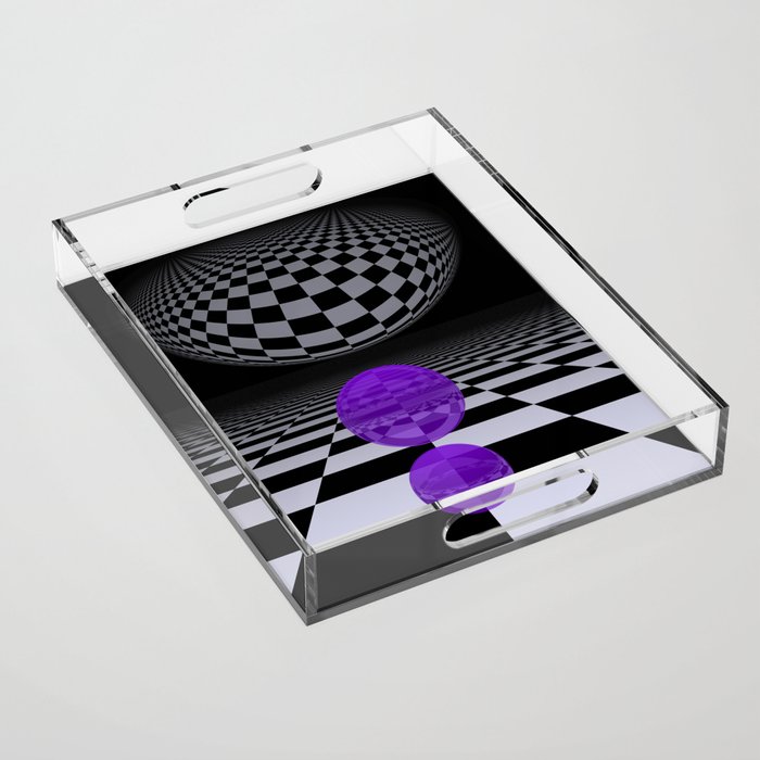 opart and violet spheres -02- Acrylic Tray