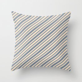 [ Thumbnail: Bisque, Grey, and Light Slate Gray Colored Striped Pattern Throw Pillow ]