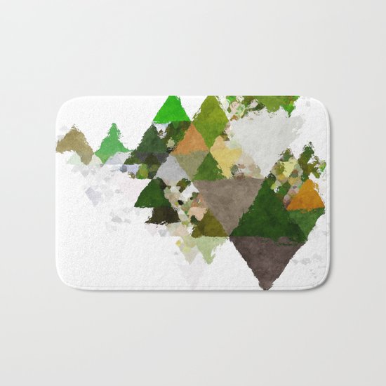 Spring Triangles - Fresh green and white triangle pattern - Greenery on #Society6 Bath Mat