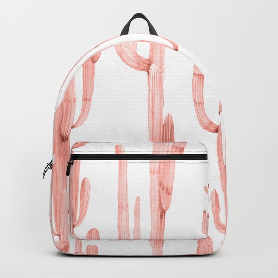Pretty Coral Pink Cactus Pattern Backpack