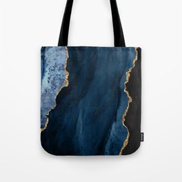 Navy & Gold Agate Texture 01 Tote Bag