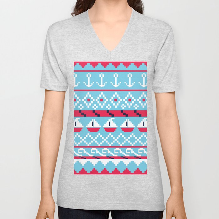 Nautical Stitch V Neck T Shirt