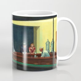 NIGHTHAWKS downtown diner late at night iconic cityscape oil on canvas painting by Edward Hopper Coffee Mug