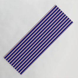 [ Thumbnail: Blue, Light Slate Gray, Light Pink, and Black Colored Lines/Stripes Pattern Yoga Mat ]