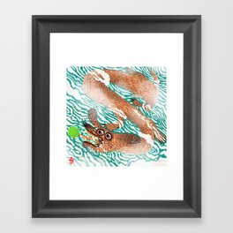 Dachshund Chasing Ball Framed Art Print