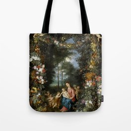 Madonna and Child with young Saint John the Baptist Tote Bag