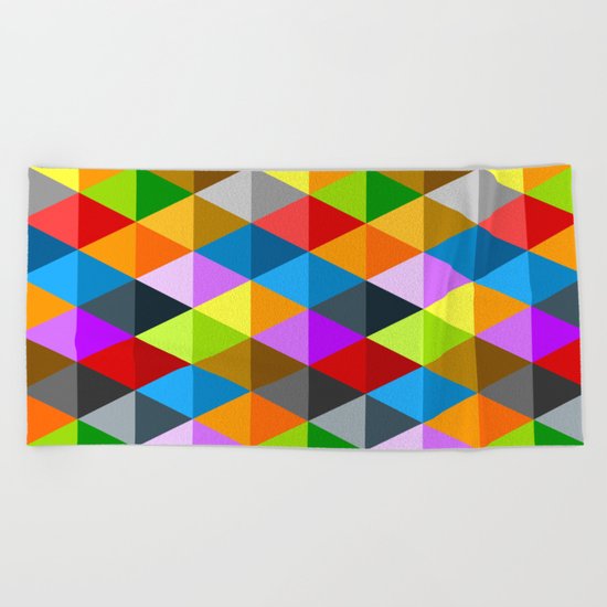 Modern bright funky colorful triangles pattern Beach Towel