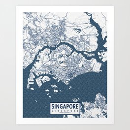 Singapore City Map - Coastal Art Print