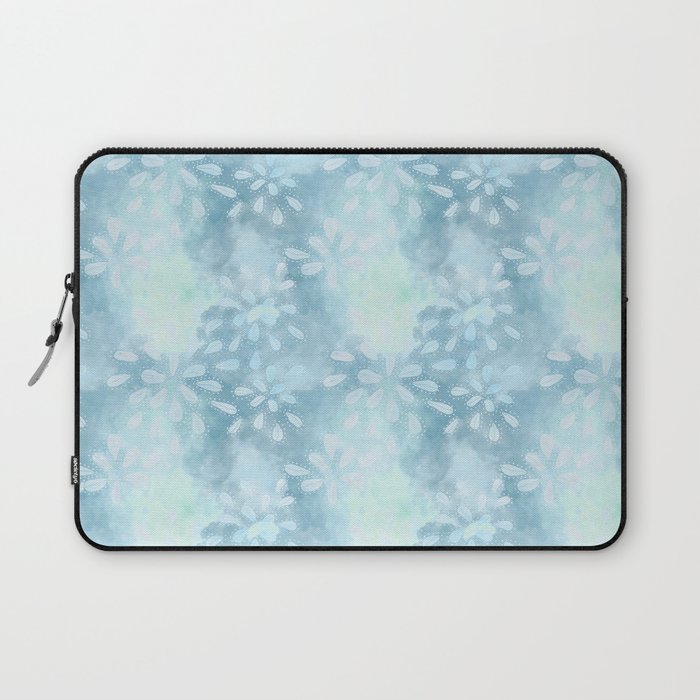 Blue Batik Leaves Pattern Laptop Sleeve