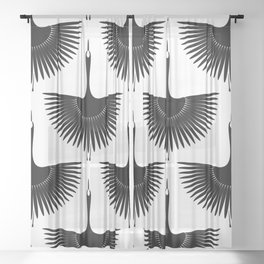 Flying crane seamless pattern Sheer Curtain