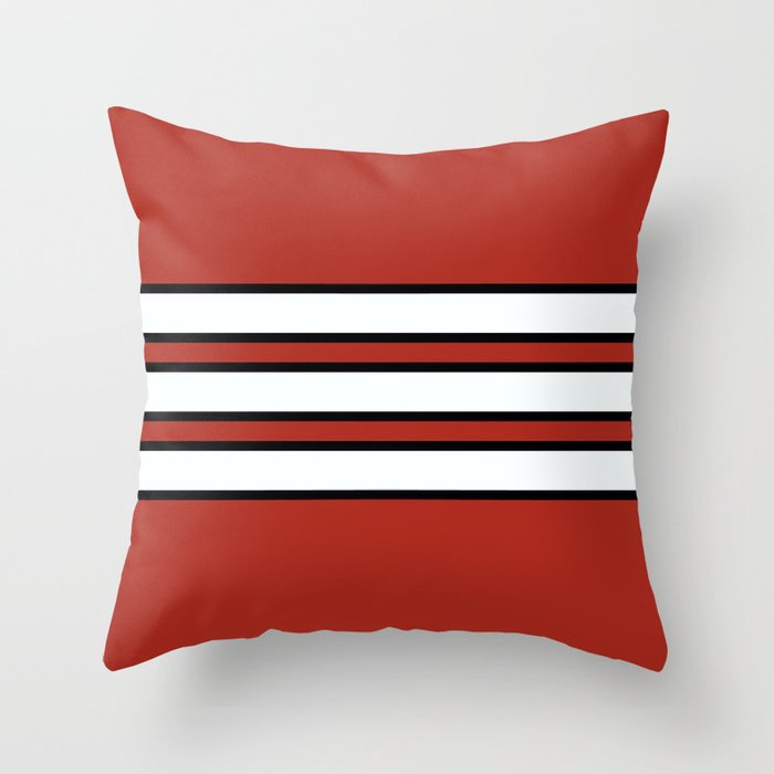 70s Style Red White Black Retro Stripes Nidaba Throw Pillow