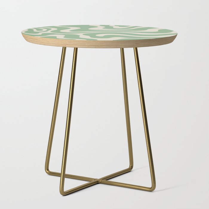 Warped Swirl Marble Pattern (sage green/cream) Side Table