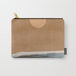 Sunset with minimal shapes on kraft paper Carry-All Pouch | Warmtones, Contemporary, Warm, Summer, Painting, Hippiefriend, Holidays, Hawai, Beach, Sea 