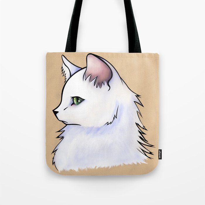 Cat Study: White Fluff Tote Bag
