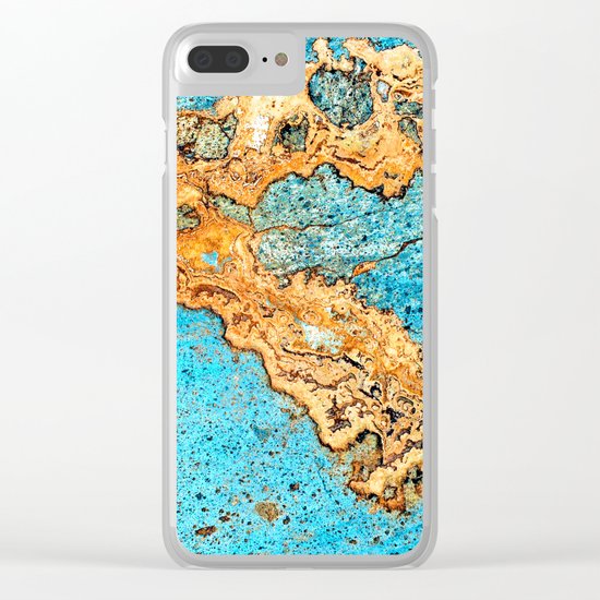 Aqua & Gold Clear iPhone Case