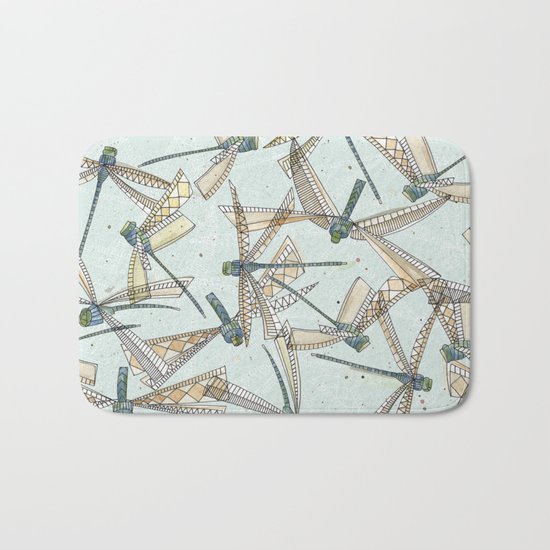 watercolor dragonflies Bath Mat