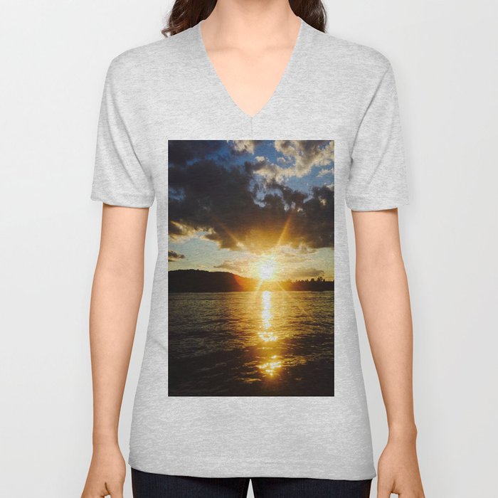Sokokis Sunset on boyscout island V Neck T Shirt