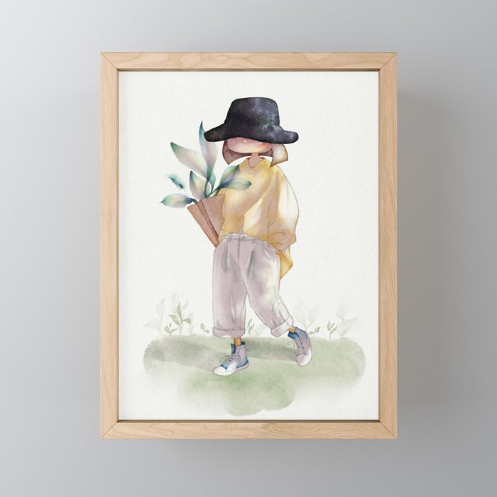 Cool girl illustration | Plant your Soul Framed Mini Art Print