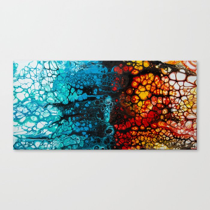 Fire Ice Acrylic Pour Painting Canvas Print By Spydphotography