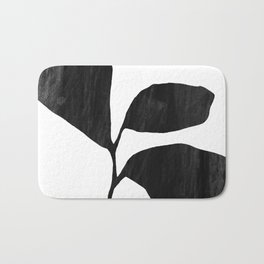 Three Leaf Seedling - Black and White Botanical Bath Mat | Simple, Silhouette, Graphicdesign, Nordic, Illustration, Nature, Floral, Leaves, Modern, Black And White 