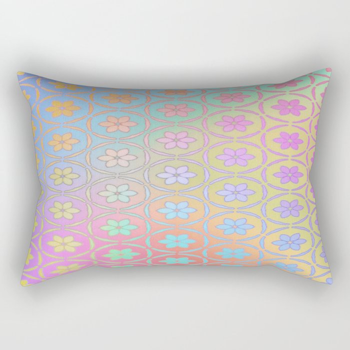 Abstract Ombre Pastel Rainbow Daisies Rectangular Pillow