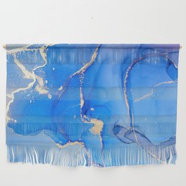 Atmospheric Blue + Gold Abstract Skyview Wall Hanging