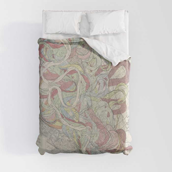 Beautiful Map of the Lower Mississippi River Duvet Cover
