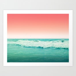 Aqua and Coral, 2 Art Print