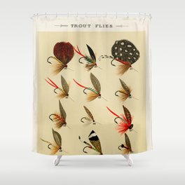 Illustrated Trout Fishing Flies Chart from Favorite Flies and Their Histories  Shower Curtain