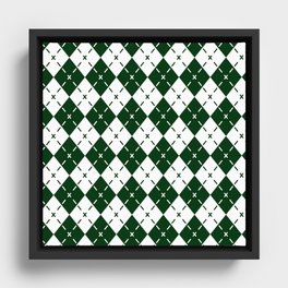 Emerald Green Diamond Argyle Pattern Framed Canvas