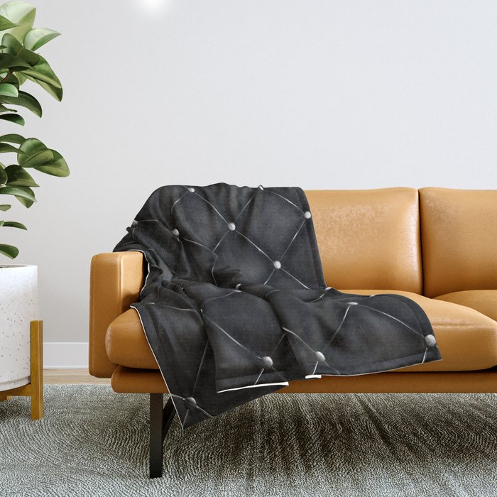 Black Quilted Leather Throw Blanket