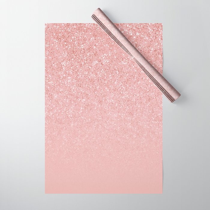 Rose Gold Glitter Cascade Wrapping Paper by Leah McPhail