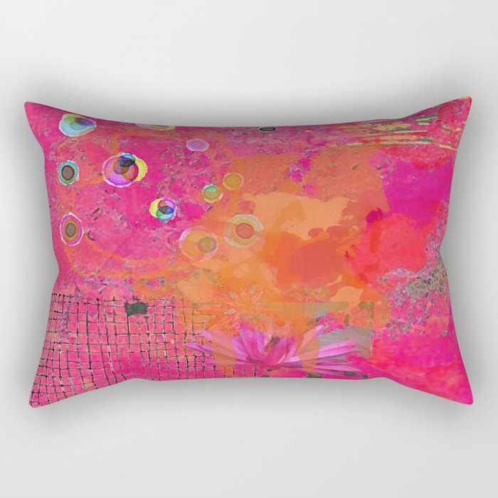 Hot Pink & Orange Abstract Art Collage Rectangular Pillow