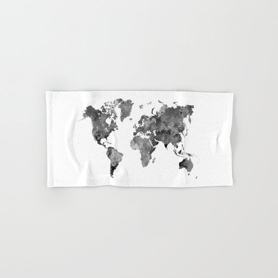 World map in watercolor gray Hand & Bath Towel