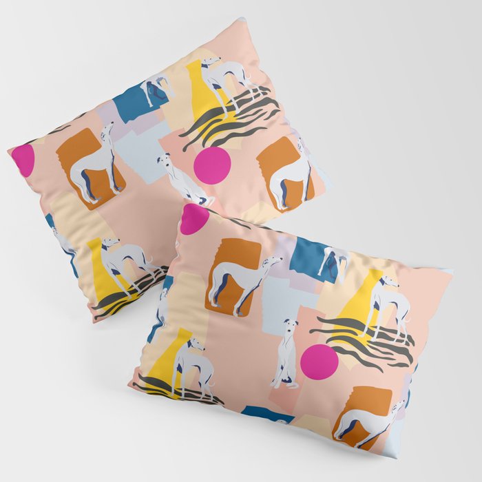 Greyhound colorful abstract pattern Pillow Sham