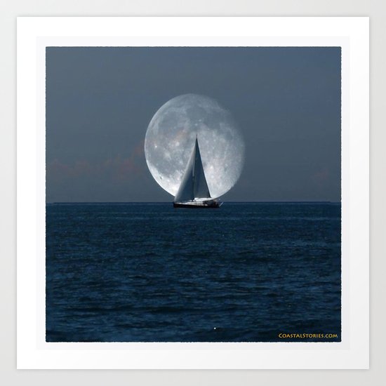 Sailing with a Romance Moon Art Print