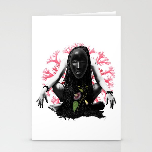 Passion Flower Mask Collage Stationery Cards By Shamila