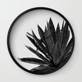Agave Cactus Black & White Wall Clock