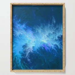 Fiery Azure + Deep Cerulean Abstract Storm Clouds Serving Tray